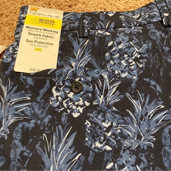 Nicklaus Mens Navy Pineapple Shorts ECO Choice Dri-fit Active Shorts Stretch NWT - Picture 7 of 9